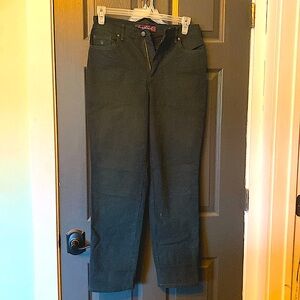 Gloria Vanderbilt, green black stripe jeans